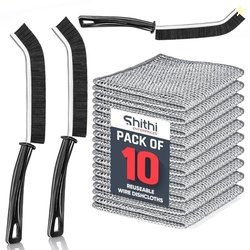 SHITHI 13-Piece Cleaning Combo  10 Reusable Stainless Steel Wire Dishc
