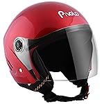Pivalo X-Pearl 580MM Half Face Helmet with Outer Clear Visor Glossy Finish Scratch Resistant Open-Face for Bike Scooty Riding Men and Women (Pack of 1, Cherry Red)