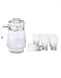 Somil New Designer Drinking Set of One Jar with Lid & Six Transparent,