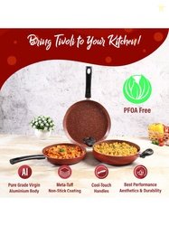 Wonderchef Tivoli 3 Pieces Red Cookware Set