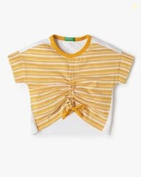 UNITED COLORS OF BENETTON Girls Stripes with Centre Ruching T-Shirt