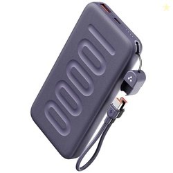 Ambrane 10000mAh Slim & Compact Powerbank with in-Build Type C Cable,