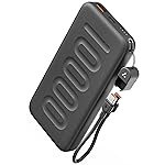 Ambrane 10000mAh Slim & Compact Powerbank with in-Build Type C Cable, 22.5W Fast Charging, USB & Type C Output, Power Delivery, Quick Charge for iPhone, Android & Tablets, Earbuds, (Stylo N10,Black)