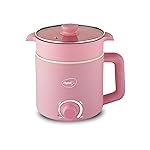Pigeon By Stovekraft Swift Plus Multi-Cook Kettle 1.5L, With Steamer, Egg Rack – Pink | Black | Double Layered | Food Grade Stainless Steel Inner Wall | Glass Lid | Auto Shut-Off, 600 Watts