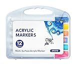 INOG Acrylic Paint Marker Pens Water-Based Medium Point Permanent for Rocks Painting, Ceramic, Glass, Wood, Fabric, Canvas, Mugs, DIY Craft Making Supplies – Set of 12 Colours, Multicolor
