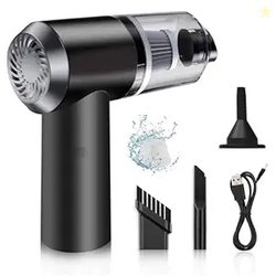 3-in-1 Portable Car Vacuum Cleaner with Blower, USB Rechargeable, Blac