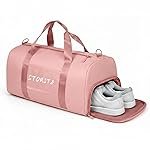 Storite Nylon 46 cm Foldable Travel Duffel Bag, Sports Gym Duffle Bag, Shoulder Handbag for Women, Outdoor Weekend Bag with Shoe and Wet Clothes Compartments (Pink,46x23x23 cm)