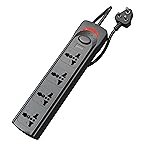 Geonix PowerSpan S4 | Extension Board with 4 Universal Sockets with on Off Button, 3mtr Long Copper Cable, 1500 Watts, 6 Amp Multi Plug for Office & Home Appliances (Black)