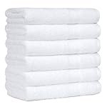 AmazonBasics Fade-Resistant Cotton Hand Towel – Pack of 6, White