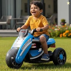 Toyzone Moto Electric Bike (Blue) | 6V Rechargeable Bike with 4.5Ah Ba