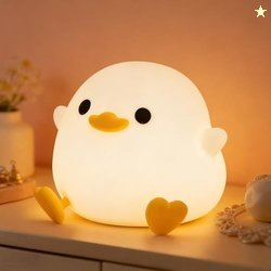 FAMIDUO Children's Night Lights for Babies, Cute Duck Silicone Bedside