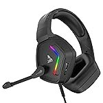 TAG Gamerz Victor RGB Black Over-Ear Gaming Headphone Headset | Soft Ear Cups | 50mm Driver| 3.5mm Audio | 7 Color Breathing RGB with USB | 2m Braided Cable | Adjustable Mic for Calling | Mute Button