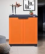 Prima Delta 1 Plastic Cabinet for Shoe Storage | Space Organizer | Shoe Rack | for Living Room Home & Office in Orange & Brown Color