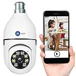 Maizic Smarthome Ultra Convenient Indian Bulb Holder Indoor Security HD 3 MP CCTV WiFi Bulb Camera w/PTZ Upto 128GB SD Card Support, Color Night Vision, Two-Way Audio, [2025 Model] Alarm, Siren