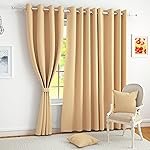 Story@Home 100% True Blackout Door Curtains 7 Feet Long Set of 1 | Plain Design | Room Darkening Curtain | Thermal Insulated Curtains for Living Room, Bedroom | (116 x 215 cm, Tan)