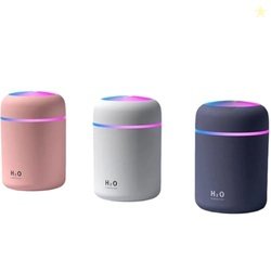 Aroma Diffuser Humidifier with LED Light Ring, Wood Grain Design, USB