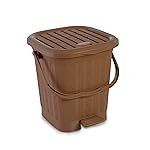 Nayasa Mikado Dustbin with Lid & Handle | Large 13.5 Litres Waste Bin | Multi-Purpose Plastic Dustbin for Home, Kitchen, Bathroom & Office | Durable, Easy to Clean, Hygienic & Stylish | Brown