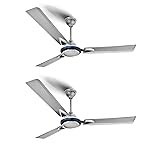 LONGWAY Starlite-1 P2 1200 mm/48 inch Ultra High Speed 3 Blade Anti-Dust Decorative Star Rated Ceiling Fan (Silver Blue, Pack of 2)
