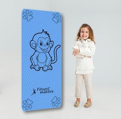 Fitness Mantra Pro Kids Monkey Design Yoga Mat with Carrying Strap for