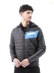 The Indian Garage Co Men Black Slim Fit Colorblocked Puffer Jacket