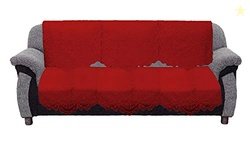 Kuber Industries Circle Design Cotton 2 Piece 3 Seater Sofa Cover(Maro