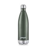 Pexpo Water Bottle 1 LTR| Hot and Cold Flask | ISI Certified Stainless Steel | 3 Layer Insulation | Leakproof | for Home, Office | 2-Year Warranty | Electro 980ml | Military Green