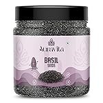 Auravita Premium Raw Sabja Basil Seeds 250 Gram | Nutrient-Rich, Pure Basil Seeds For Healthy Drinks, Smoothies, And Recipes