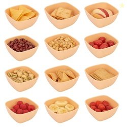 Somil Multipurpose Bowl, Plastic, Pack Of 12, Square, Beige, 100 Ml