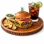 Wooden Serving Tray for Food Drinks Decorative Platter for Coffee Table Rustic Farmhouse Trays Centerpiece for Home Decore Living Room Kitchen Counter Set of 1