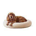 Amazon Basics Faux Fur Donut Pet Bed | Medium (70x70x15 cm) | Color – Beige | Reversible, Washable, Cozy Mat for Cats & Dogs