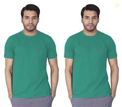 Lux Nitro Men's Solid Modern Fit Round Neck T-Shirt_Proud Peacock