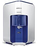 Havells AQUAS Water Purifier (White and Blue), RO+UF, Copper+Zinc+Minerals, 5 stage Purification, 7L Tank, Suitable for Borewell, Tanker & Municipal Water