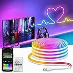 DesidiyaÂ® RGB Neon LED 5Mtr Strip Light with App & Remote Control | Music Sync | USB Powered | Waterproof & Flexible Led Rope Light Room, Gaming, Party, Diwali & Home Decoration Ceiling Strip Lights