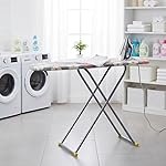 FLIPZON Premium Wooden 13″ Unique Ironing Board with Heatproof Iron Holder | Foldable & Height Adjustable, Sturdy Frame | Compact & Space Saving Design (115 x 37 cm) (Grey Cloud)