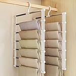 Space-Saving Stainless Steel Pants Hanger 6 in 1 – Foldable Multi-Layer Closet Organizer for Jeans, Trousers & Leggings | Heavy-Duty Non-Slip Pants Rack