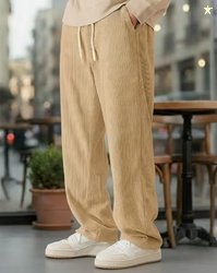 Fabflee X AG Men Ribbed Relaxed Fit Pants
