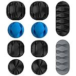 GIZGA Essentials Cable Organizer Holder Clips (Set of 10) â Multipurpose Silicone Cable Protector, Cord & Wire Manager Hooks with Self Adhesive for Desk, Table, TV, PC, Car, Home & Office (Black)