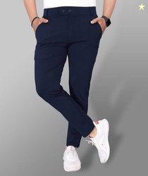 Flicfol Men Regular Fit Dark Blue Lycra Blend Trousers