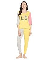 Clovia Women’s Cotton Quirky Quote Print Top & Jogger Set