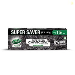 DABUR Herb'L Activated Charcoal Toothpaste-240G (120Gx2,Pack Of 2)|Bla