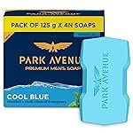 Park Avenue Premium Menâs Soaps for Bath â Cool Blue | 125g (Pack of 4) | Menthol & Mineral Energizer | Grade 1 Soap | For All Skin Types