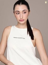 French Connection Women Printed Round Neck Pure Cotton White T-Shirt