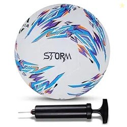 Nivia Combo Storm 2.0 Football (Size - 5, White/Blue) with Ball Pump
