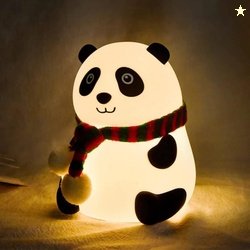 Cute Panda Night Light for Kids,Nursery Silicone Night Light,7-Color C