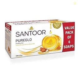 Santoor PureGlo Glycerine Soap with Almond Oil and Glycerine, 125g (Pa