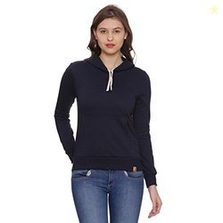 Campus Sutra Women's Plain Hoodie (AZW17_H_W_PLN_BU_AZ_S) Blue