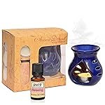 Pure Source India Ceramic Aroma Oil Diffuser Gift Set with 10ML Relaxing Oil & Tealight Candles | 97 Burner for Home Fragrance & Relaxation | Ideal for Gifting & Home DÃ©cor (Navy Blue)