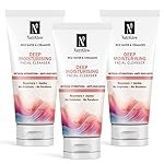 NutriGlow Hydrating Rice Water & Ceramides Facial Cleanser, Sulfate Free, Paraben Free, Deep Moisturising All Skin Types For Men And Women (100 ml) Pack of 3