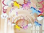 Rozi Decoration Unicorn Hanging Swirl Decorations for Kids Boys Girl’s Birthday Party Decorations Multicolor- Pack of 6 Piece Paper