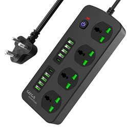 Gizga Essentials 2500W/10A Extension Board | Universal 3 Sockets with